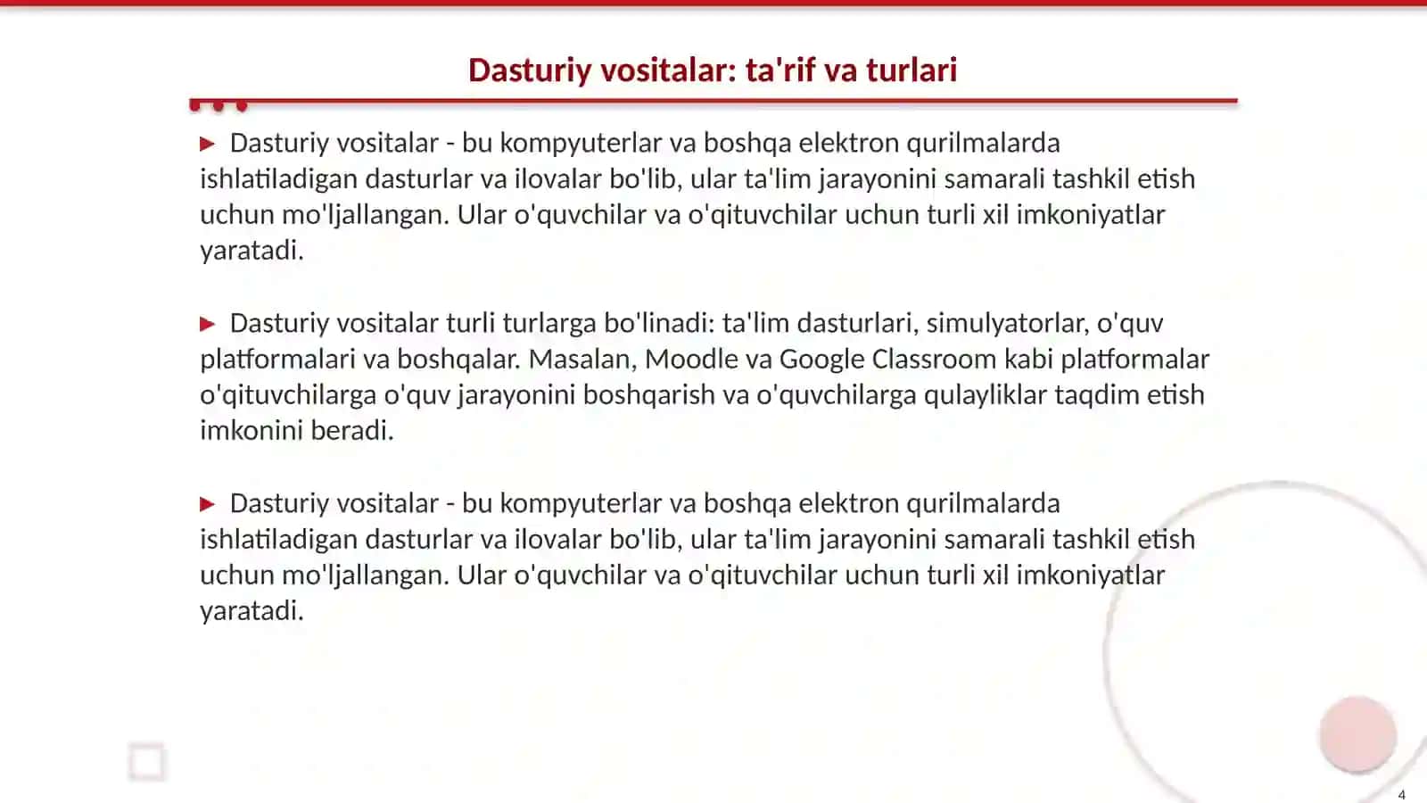 Zamonaviy oʻquv-texnik va dasturiy vositalari 4