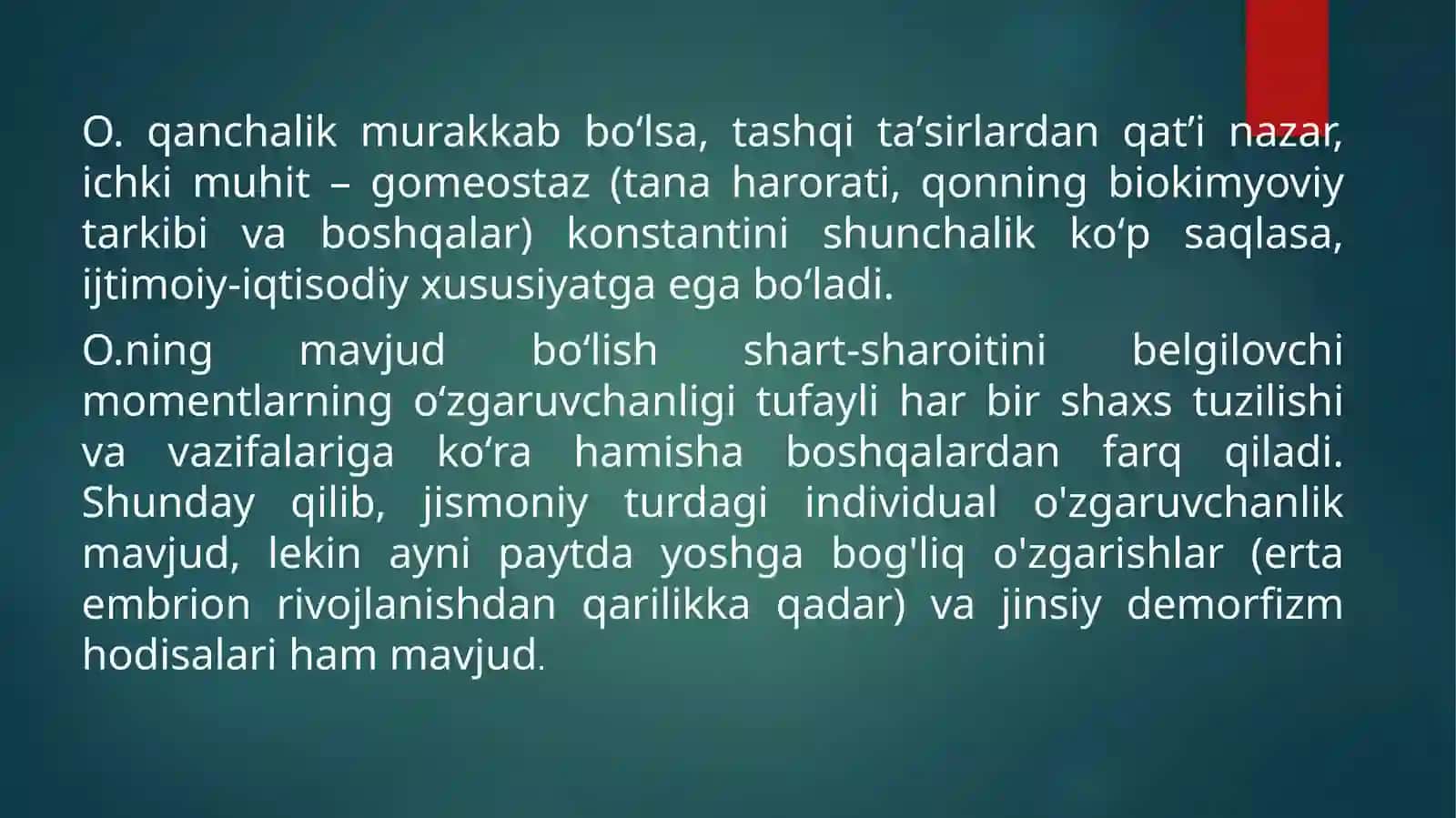 Organizmdagi kechadigan jarayonlarni tahlil qilish 4