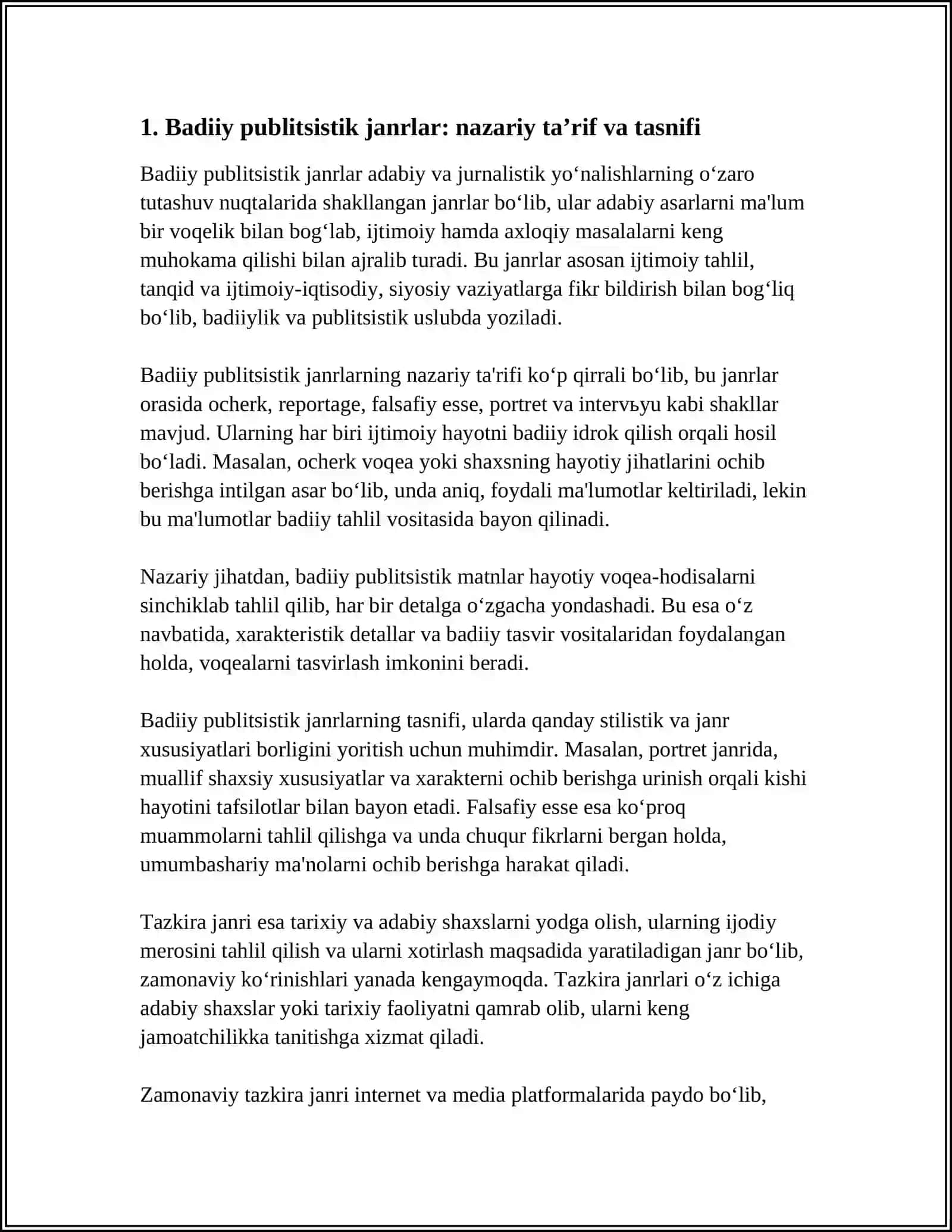 Badiiy publitsistik janr 4