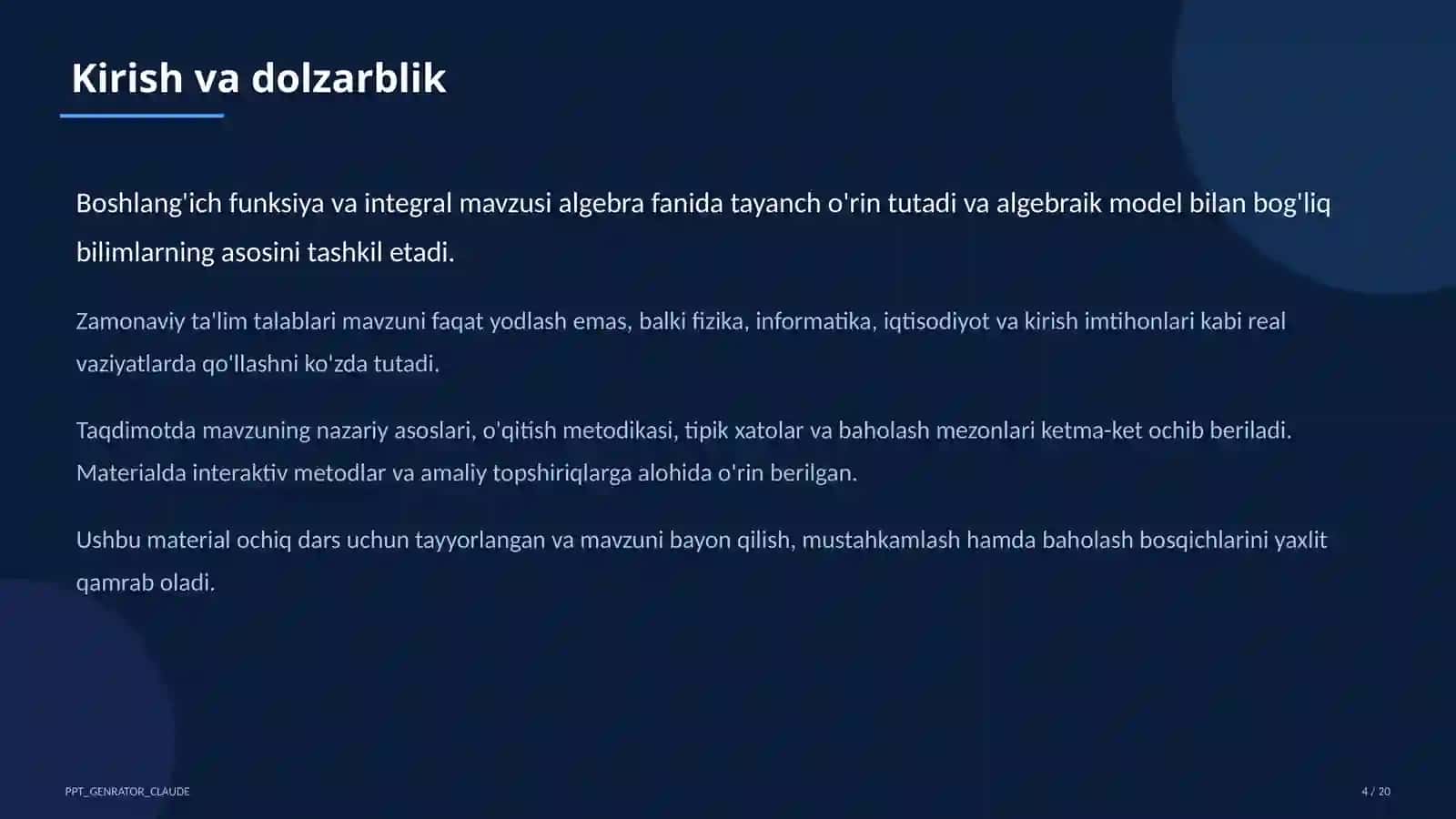 Boshlang'ich funksiya va integral (11-sinf) 4