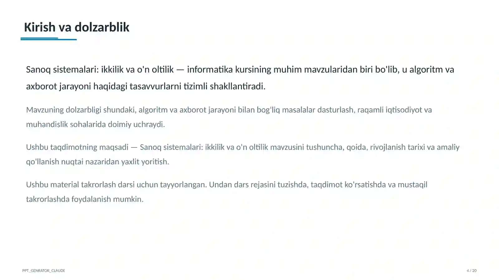 Informatika va axborot texnologiyalari (5–11) — takrorlash darsi uchun 4