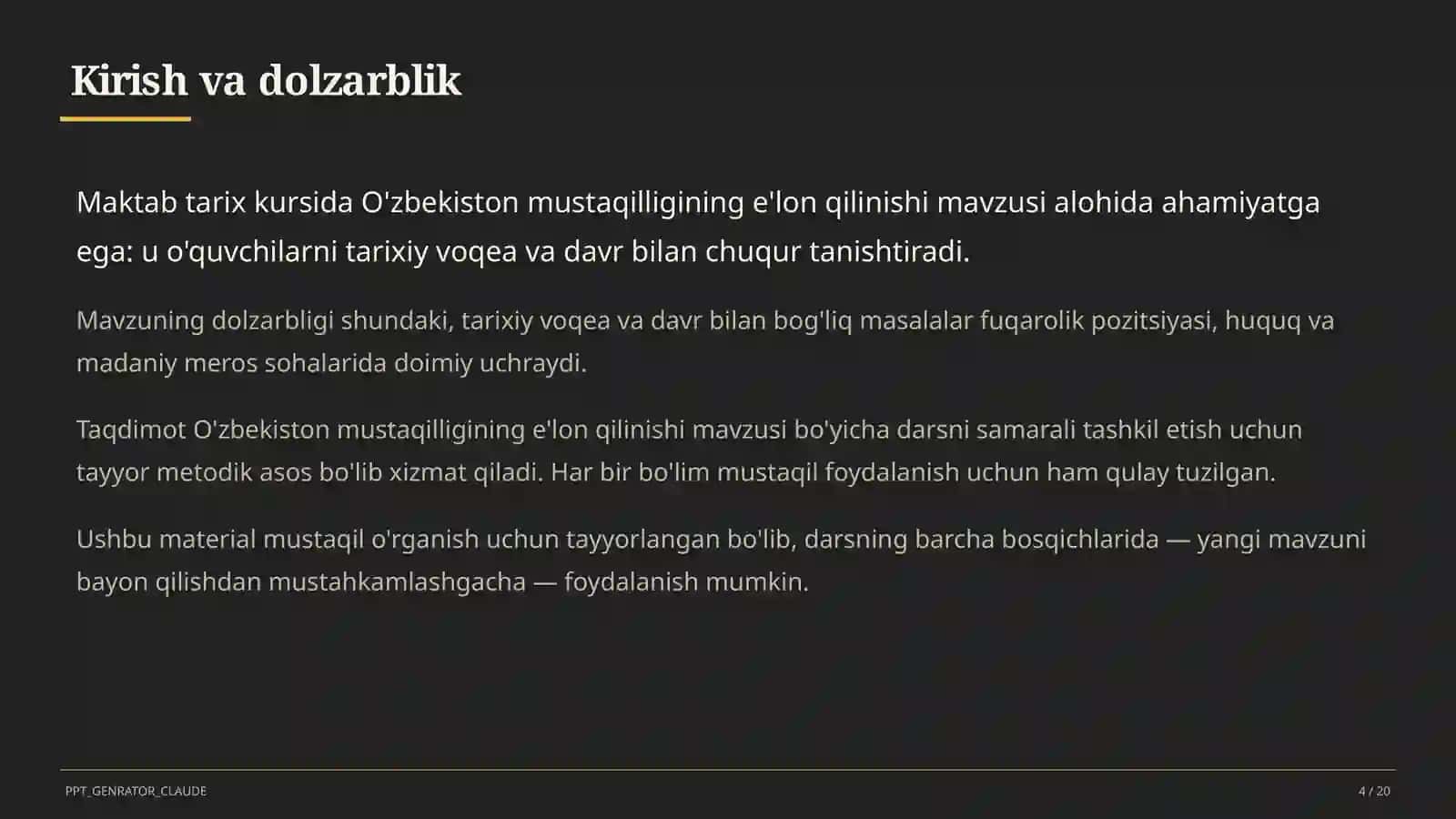 O'zbekiston mustaqilligining e'lon qilinishi (11-sinf) 4