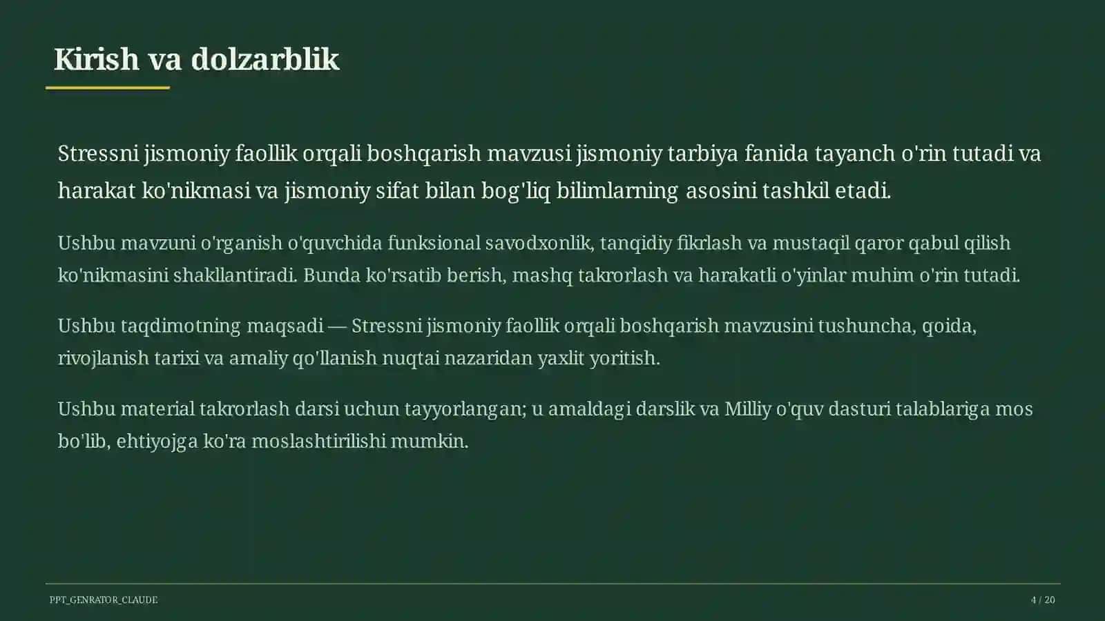 Stressni jismoniy faollik orqali boshqarish (11-sinf) 4