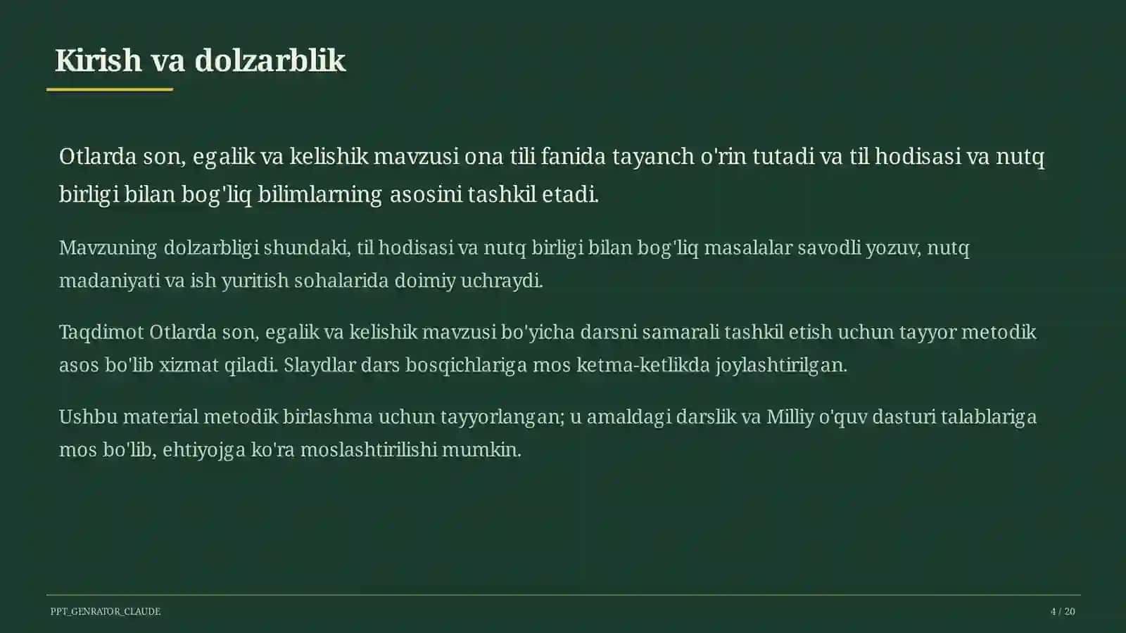Otlarda son, egalik va kelishik (6-sinf) 4