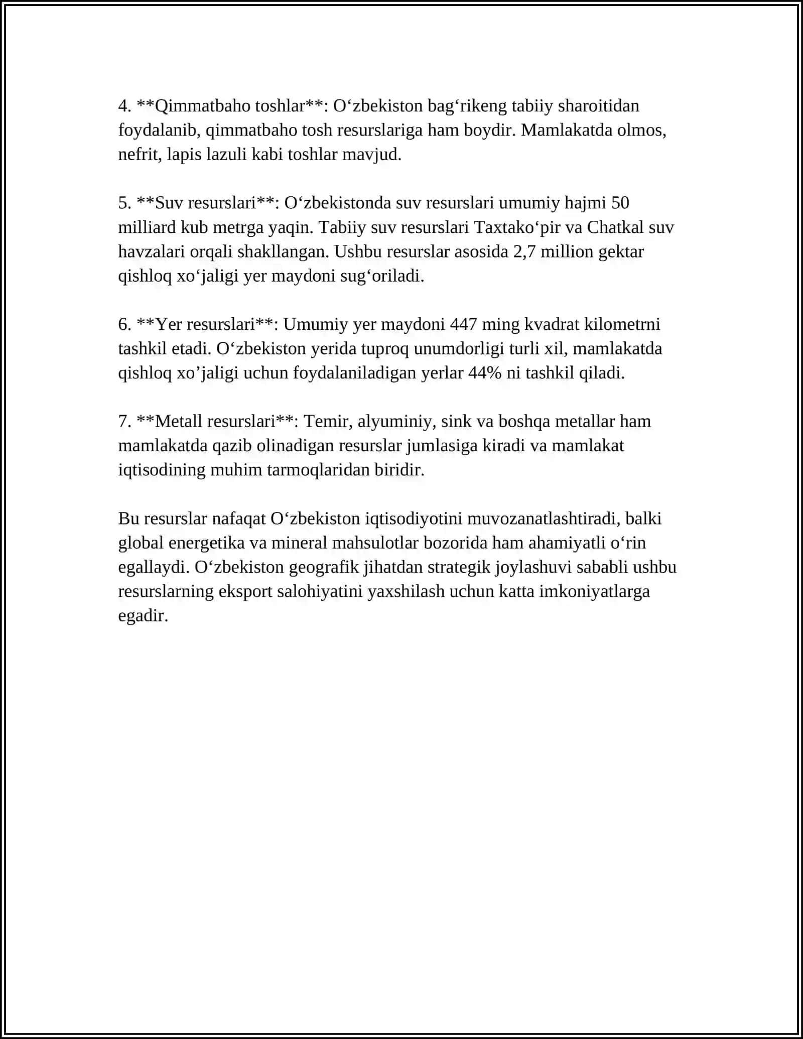 O'ZBEKISTONNING FOYDALI QAZILMALARI HAQIDA 4