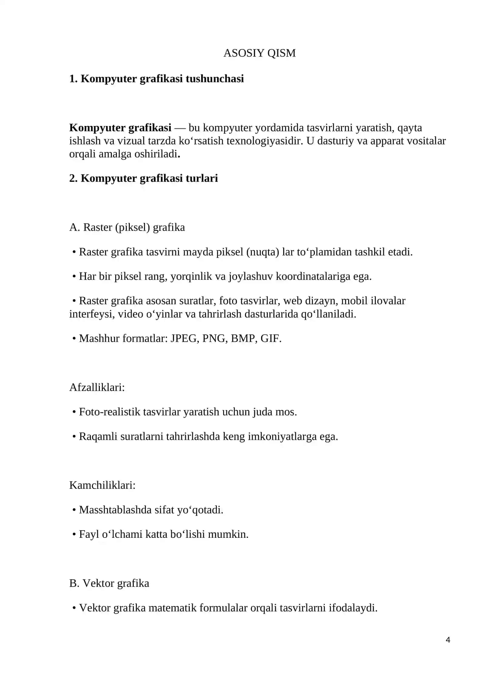 Kompyuter grfikasi va ularning turlari imkoniyatlari 4
