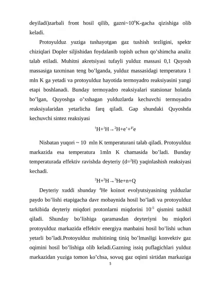 YULDUZLARNING PAYDO BO’LISHI VA EVOLYUTSIYASI 4