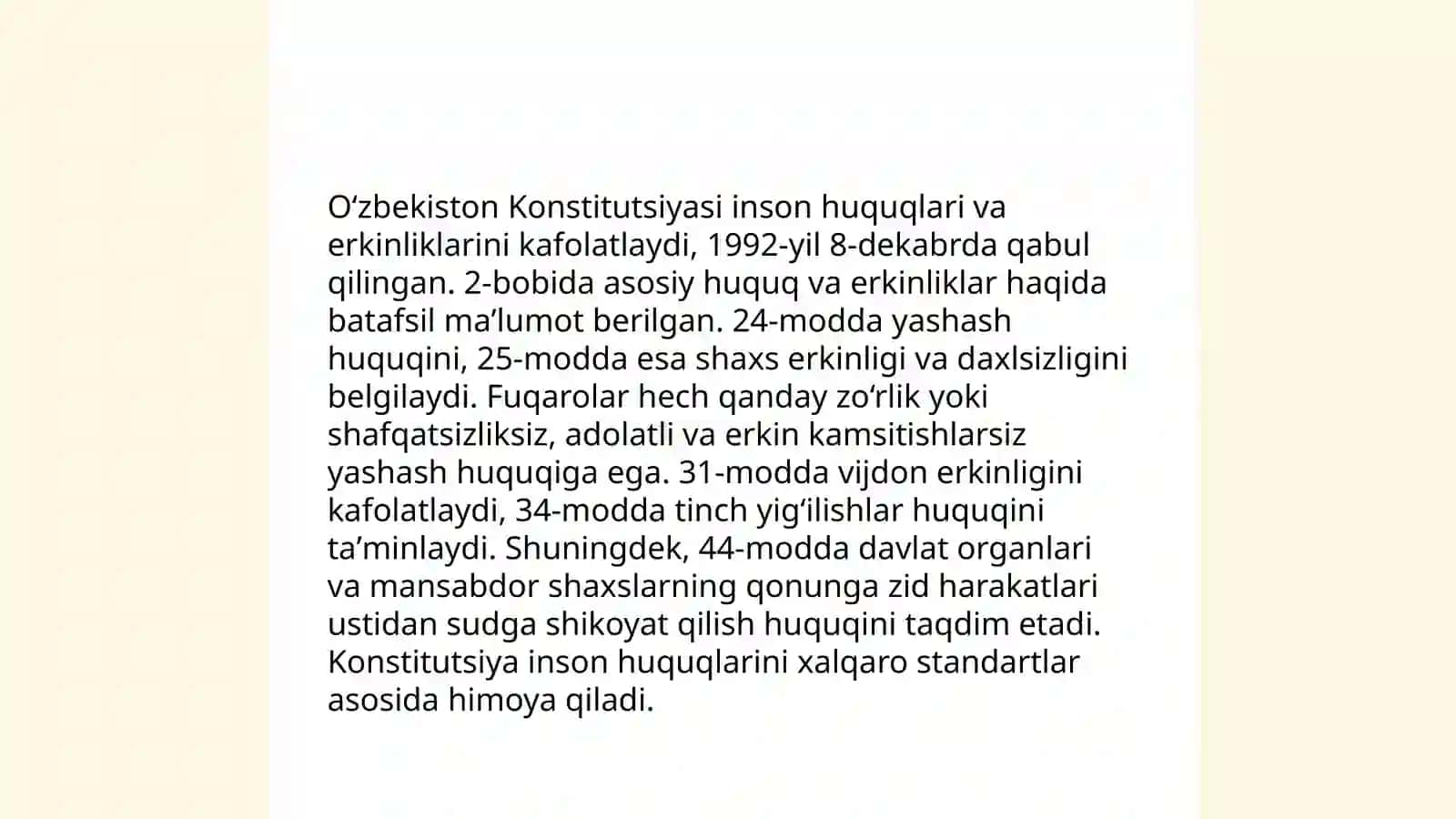 Inson huquqlari va erkinliklari kafolatining yaratilishi 4