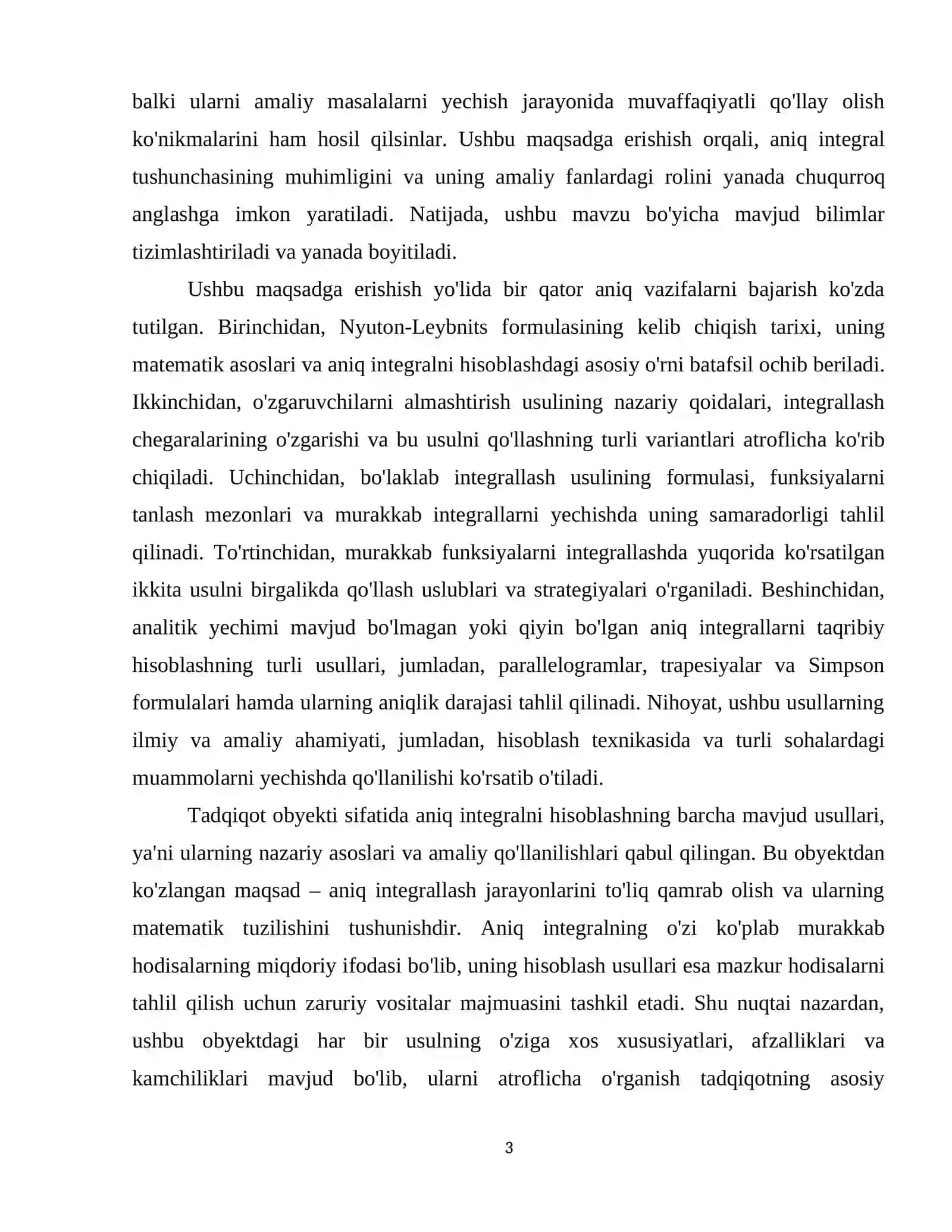 Nyuton - Leybnits formulasi. Oʻzgaruvchilarni almashtirish va boʻlaklab integrallash usullari. Aniq integralni taqribiy hisoblash 4