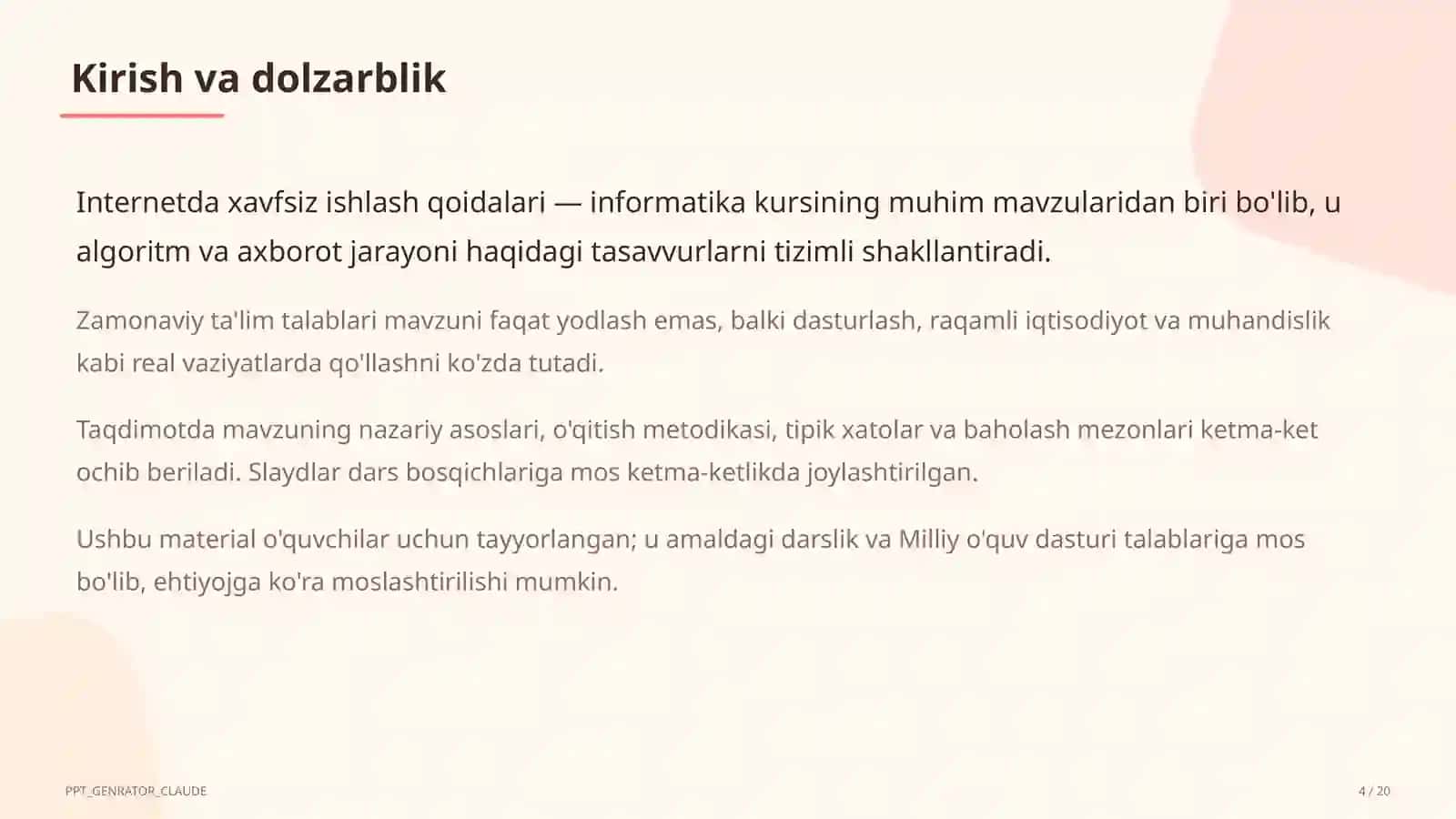 Internetda xavfsiz ishlash qoidalari (5-sinf) 4