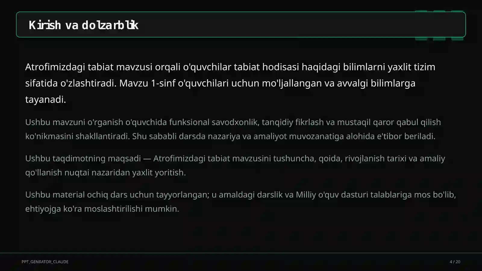 Atrofimizdagi tabiat (1-sinf) 4