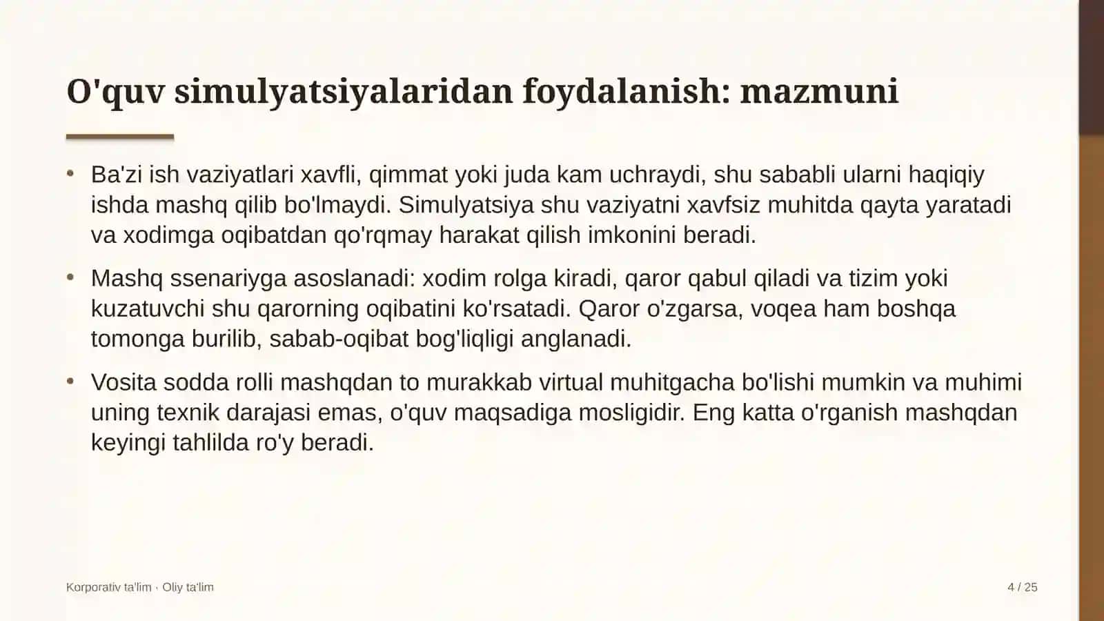 Elektron tijoratda o'quv simulyatsiyalaridan foydalanish 4