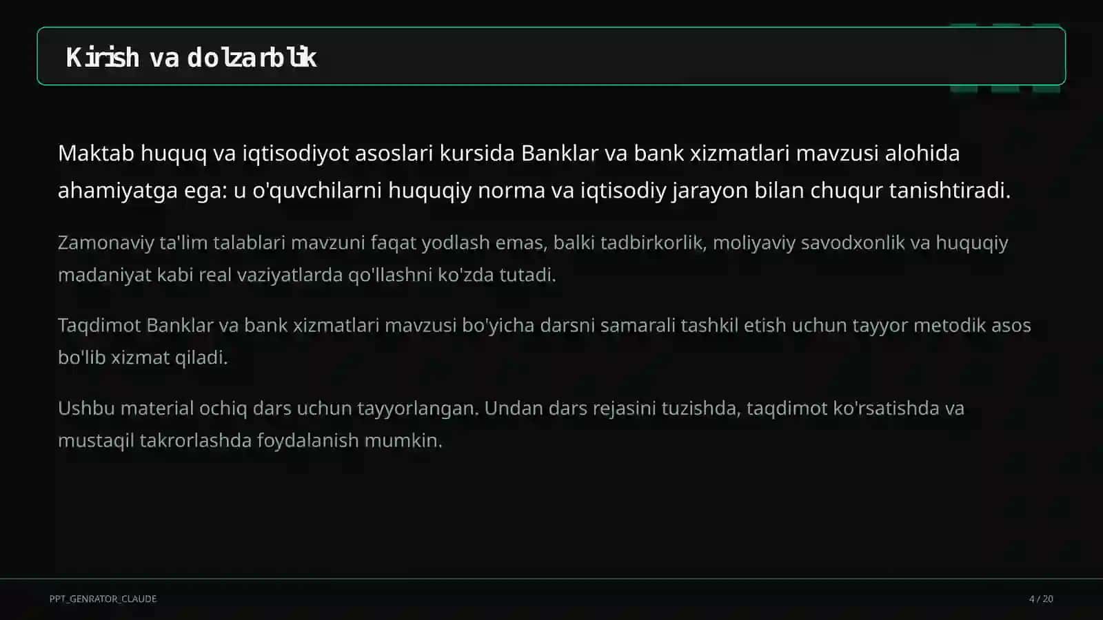 Banklar va bank xizmatlari (10-sinf) 4
