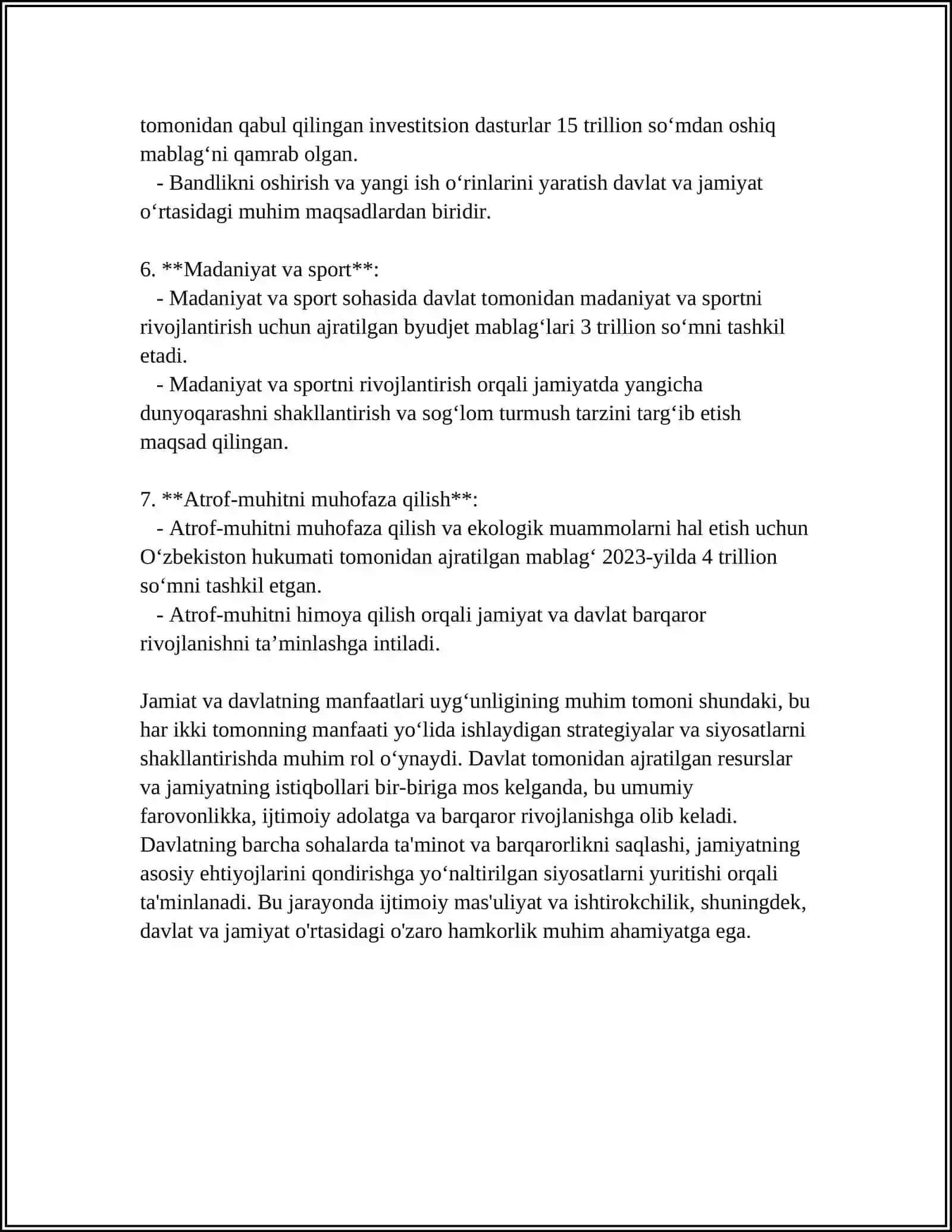 MUSTAQIL ISH Mavzu: JAMIYAT VA DAVLAT MANFAATLARINING USTUVORLIGI 4