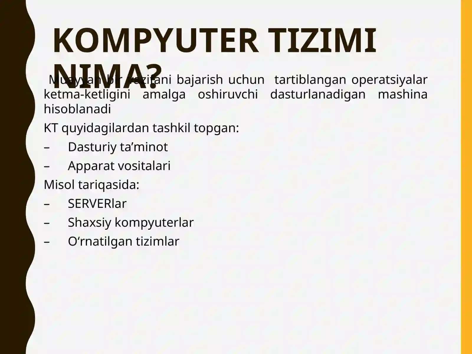 O‘RNATILGAN TIZIMLARGAKIRISH 4