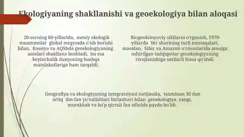 Geoekologiya fanining yangi fan sifatida shakllanish tarixi 4