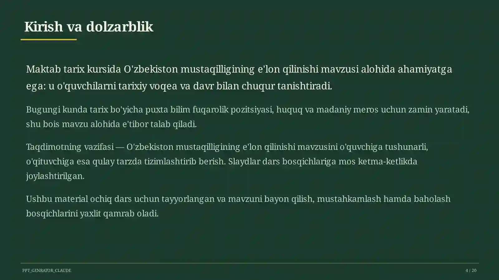 O'zbekiston mustaqilligining e'lon qilinishi (11-sinf) 4