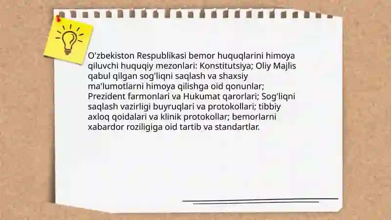 Bemorlarning ma'lumot olish masalasining etik huquqiy hujjatlari 4