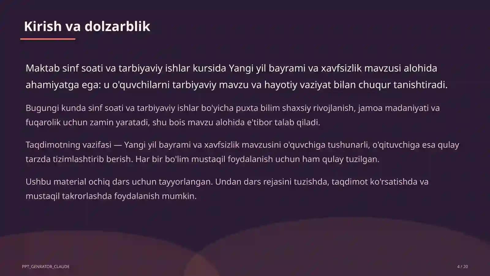Sinf soati va tarbiyaviy tadbirlar 4