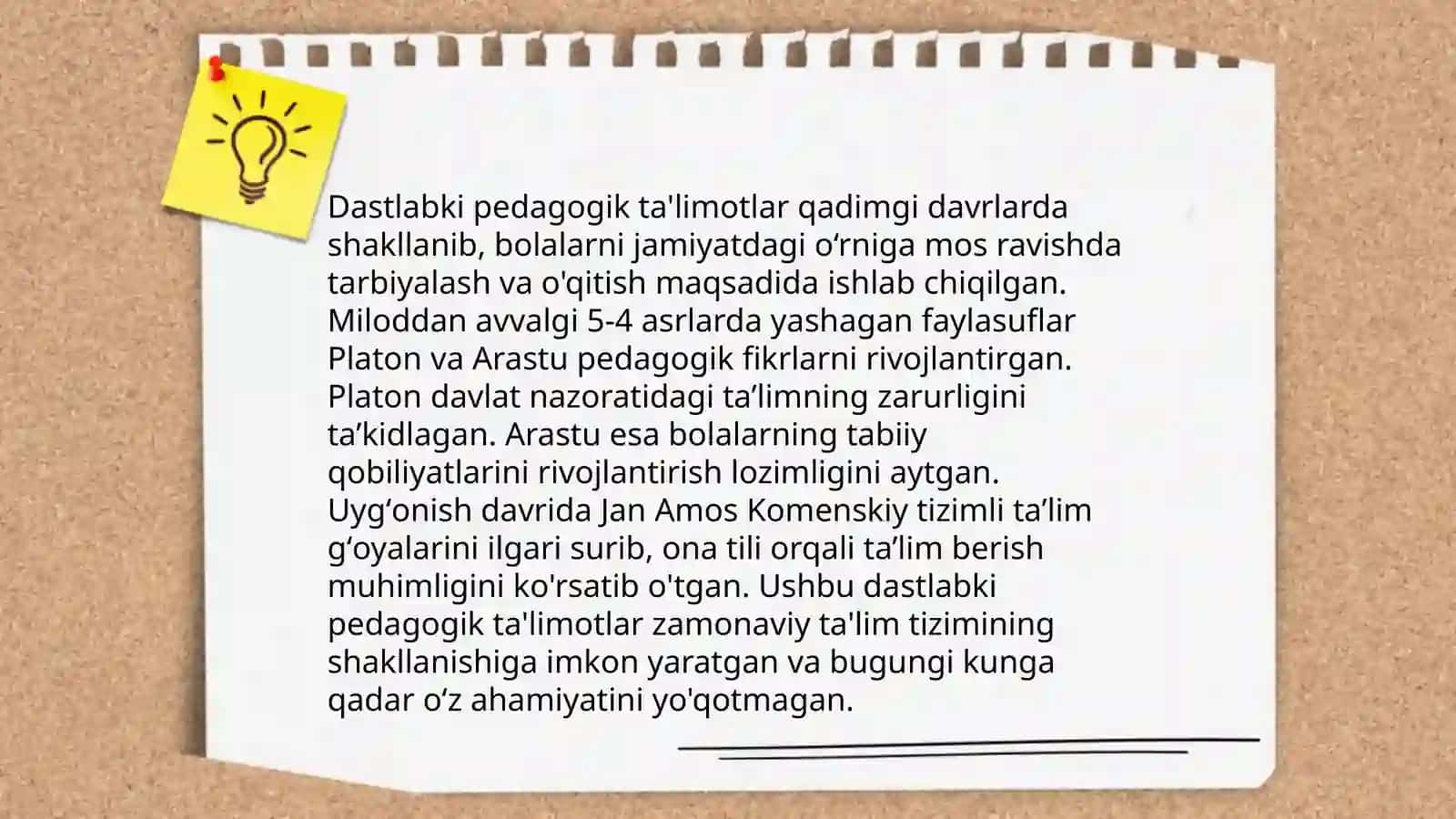 Pedagogika fanining rivojlanish tarixi bayoni 4