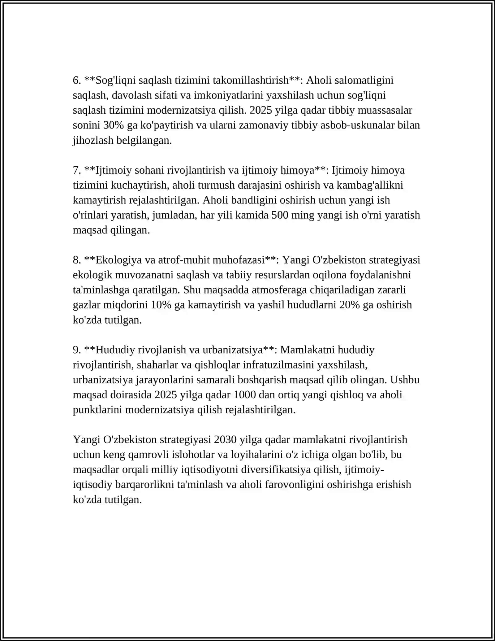 MUSTAQIL ISH Mavzu: 2022-2026 YILLARDA YANGI O'ZBEKISTONNI RIVOJLANTIRISH STRATEGIYASI UNING MOHIYATI VA MAZMUNI 4