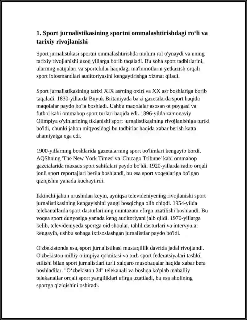 SPORT JURNALISTIKASI VA MEDIA: SPORTNI OMMALASHTIRISHDAGI RO‘LI 4