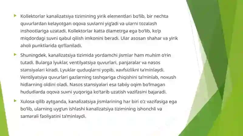 Kanalizatsiya jismlarini o‘rnatish va tekshirish tartibi 4