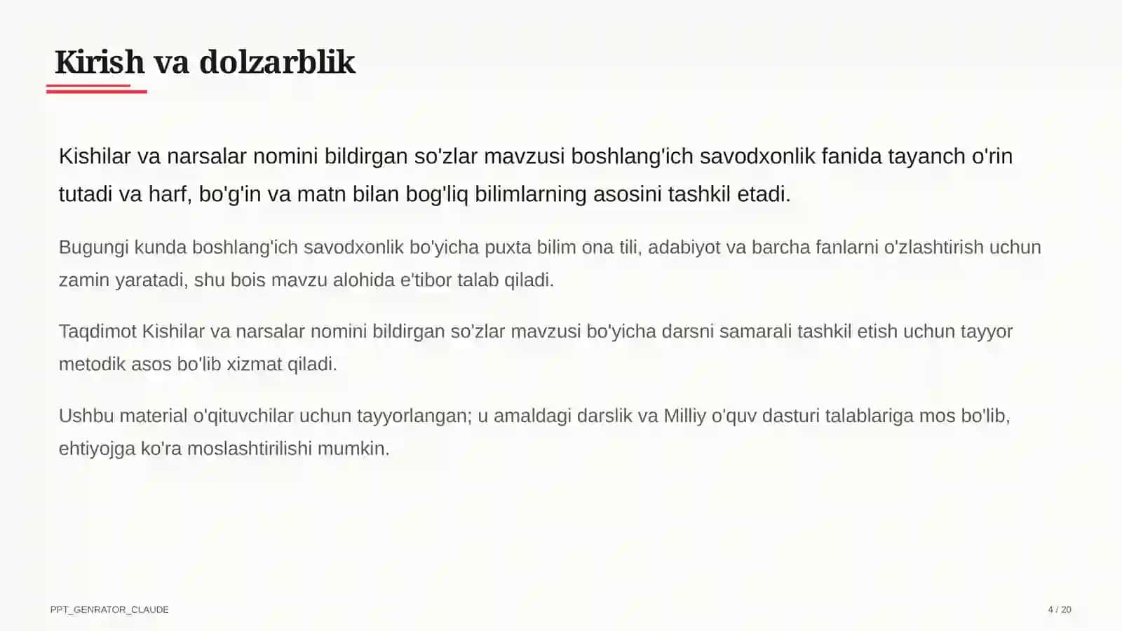 Kishilar va narsalar nomini bildirgan so'zlar (2-sinf) 4