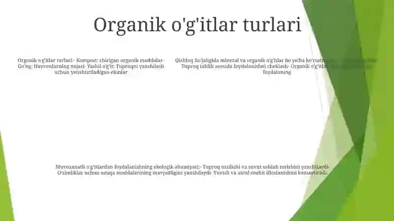Qishloq Xo‘Jaligida Mineral Va Organik O‘G‘Itlar Qo‘Llashning Me‘Yorlari Va Ekologik Mohiyati 4