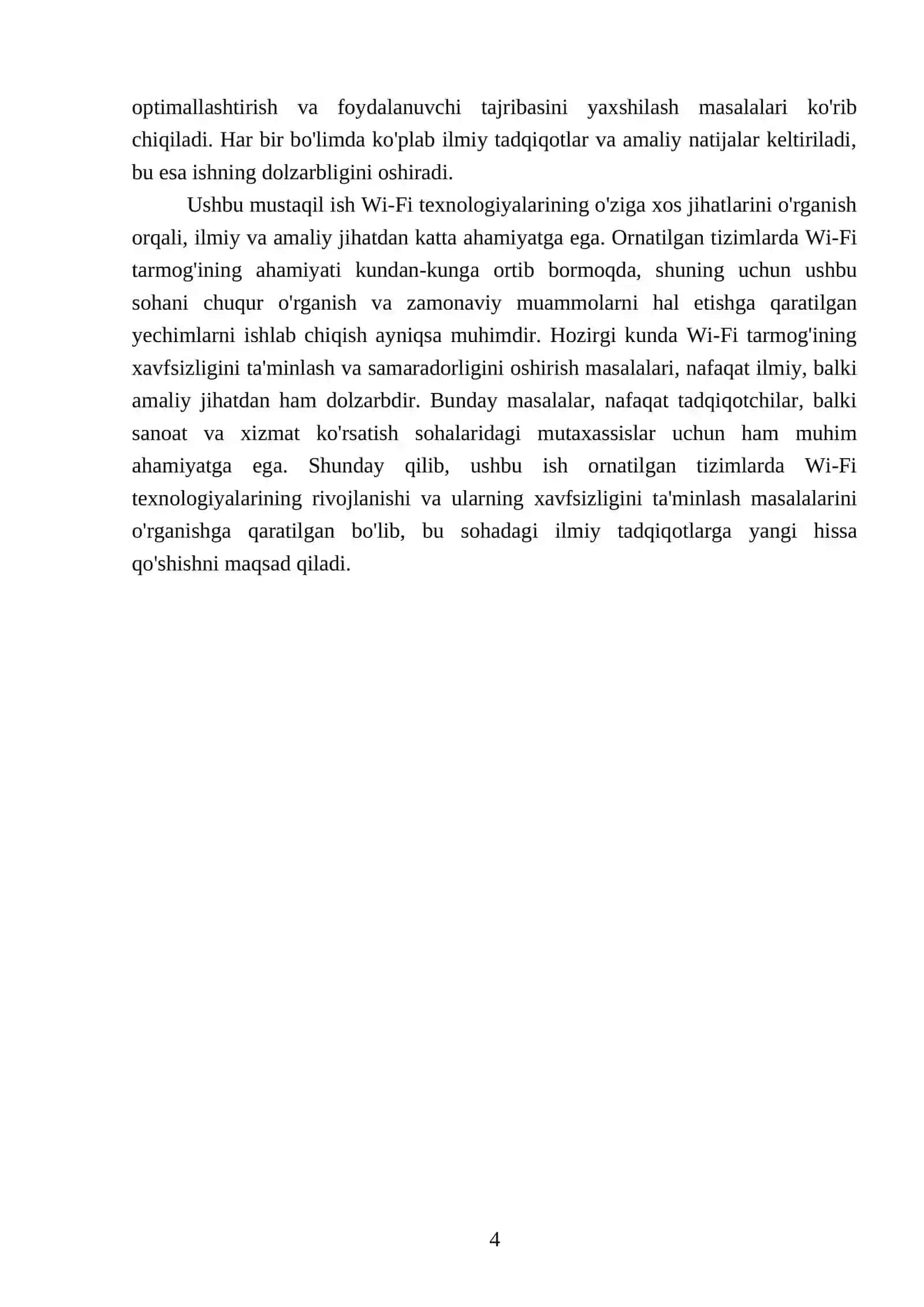 Ornatilgan tizimlarda wifi 4
