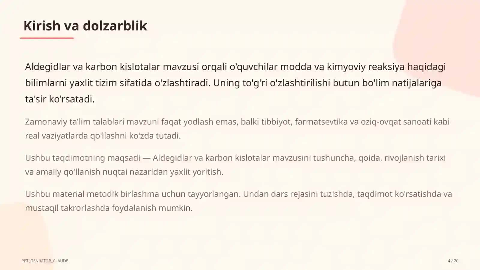 Aldegidlar va karbon kislotalar (10-sinf) 4