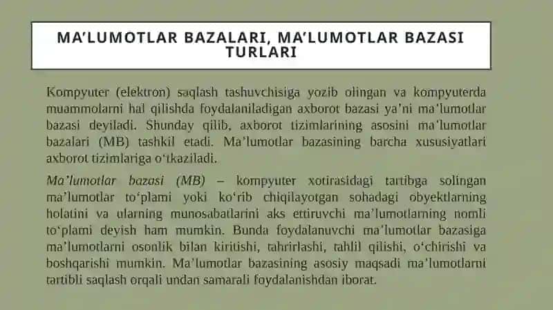 Ma’lumotlar bazasi va uning turlari 4