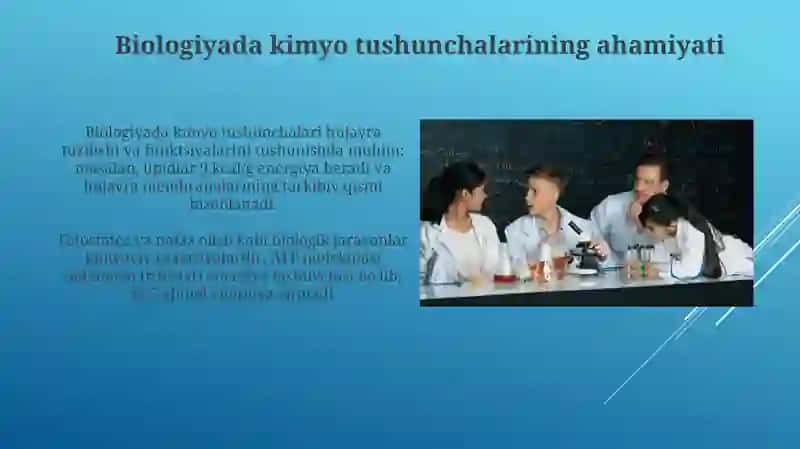 Biologiyani o’qitishda kimyo fani bilan fanlararo bog’lanishni amalga oshirish yo’llari 4