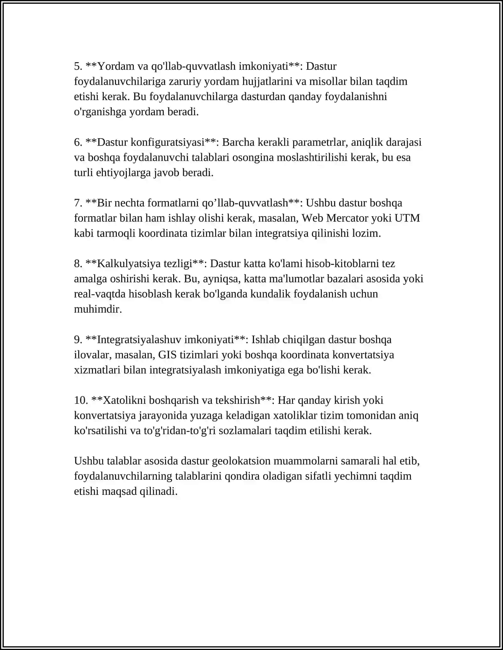 GEOGRAFIK KOORDINATALARNI HISOBLASH: DARAJA, MINUT, SONIYA (DMS) VA O'NLIK DARAJALAR DD) ORASIDAGI KONVERTATSIYA DASTURINI ISHLAB CHIQISH 4