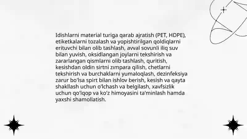 Plastmassa idishlardan buyumlar tayyorlash bosqichlari 4