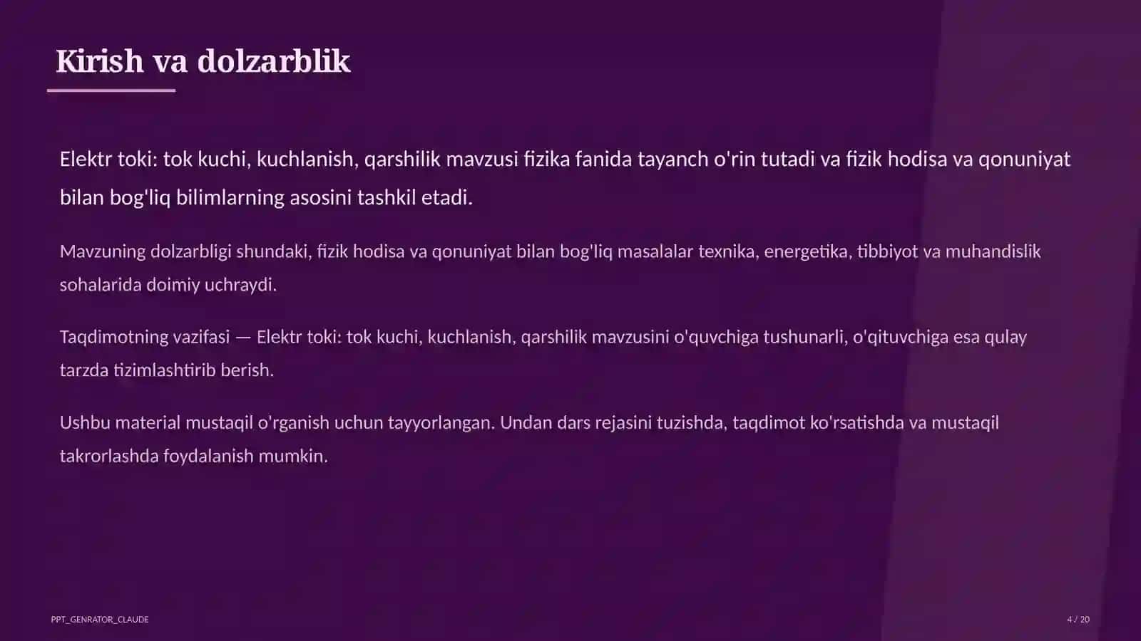 Elektr toki: tok kuchi, kuchlanish, qarshilik (8-sinf) 4