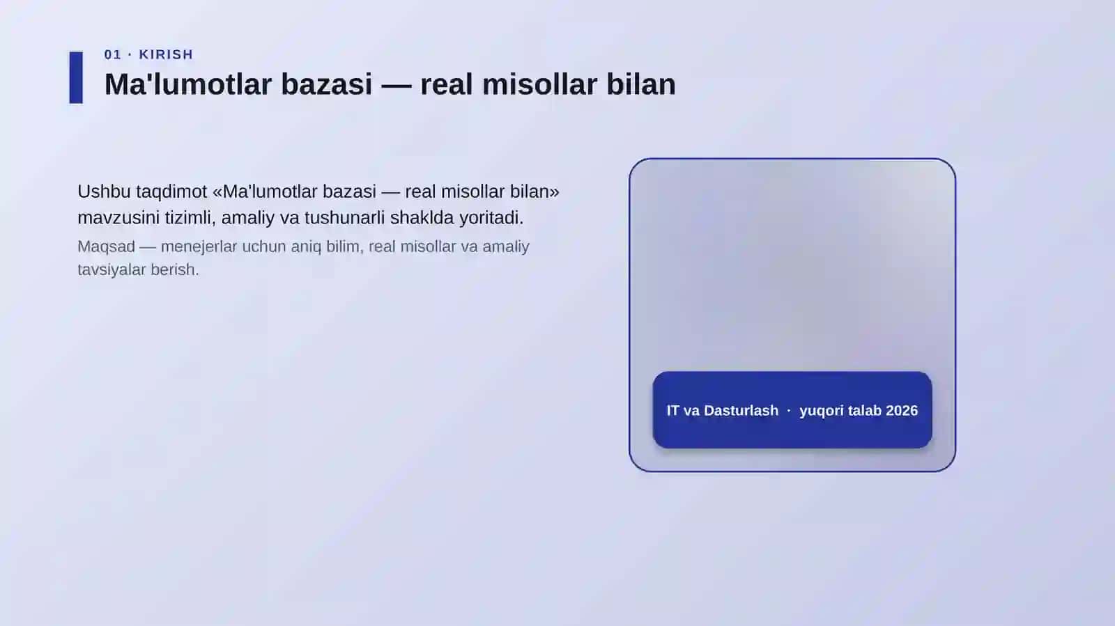 Ma'lumotlar bazasi — real misollar bilan 4