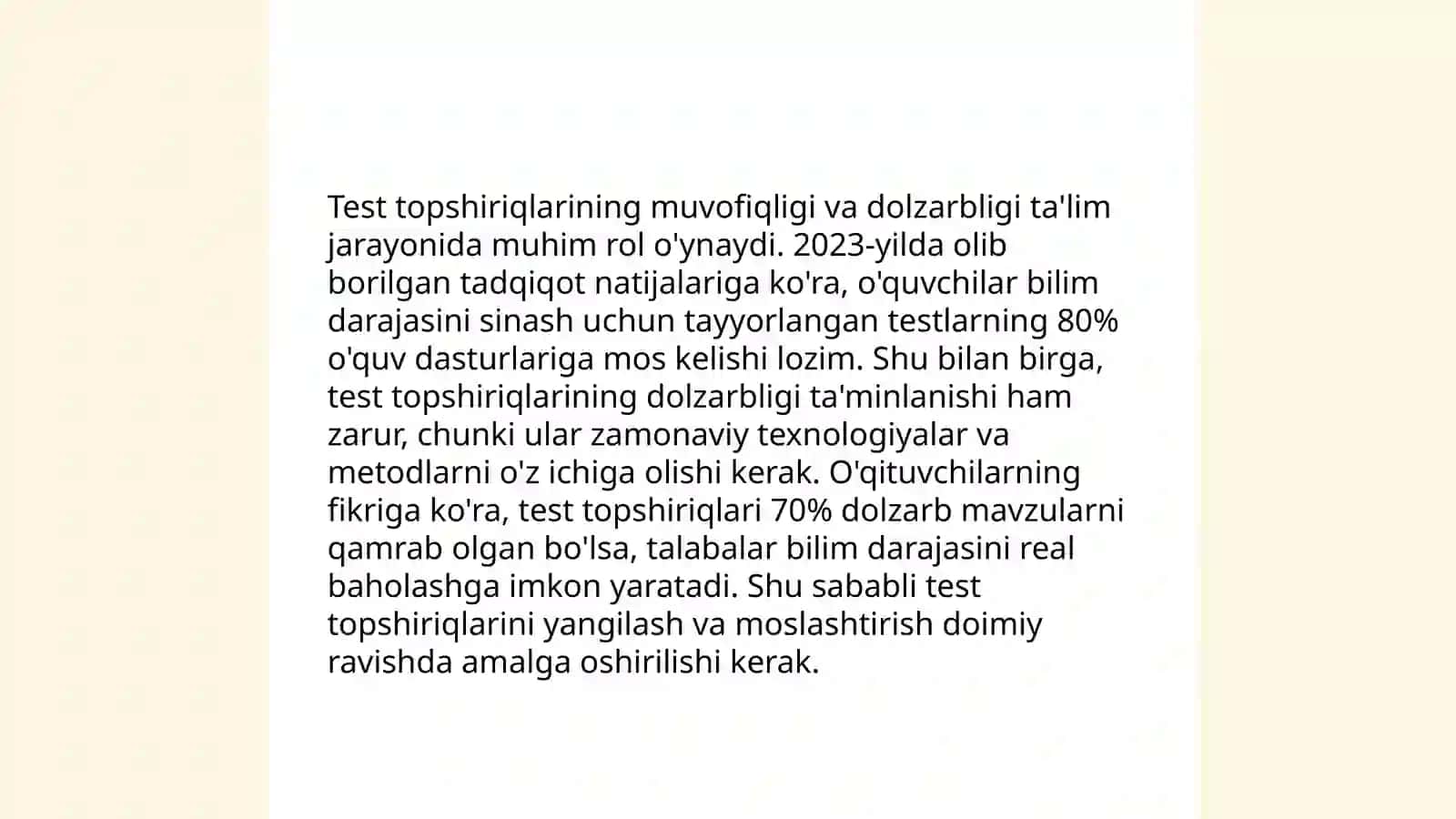 Test sinovlarining ishonchliligi masalalari 4