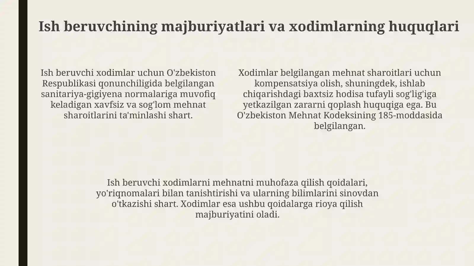 Mehnatni muhofaza qilishning qonuniy xuquqiy asoslari 4