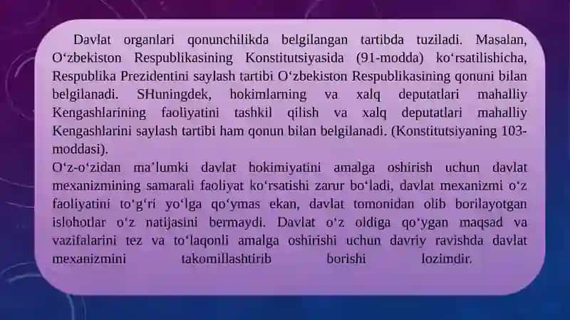 O'ZBEKISTONDA DAVLAT HOKIMIYATINI AMALGA OSHIRISHNING HUQUQIY ASOSLARI 4