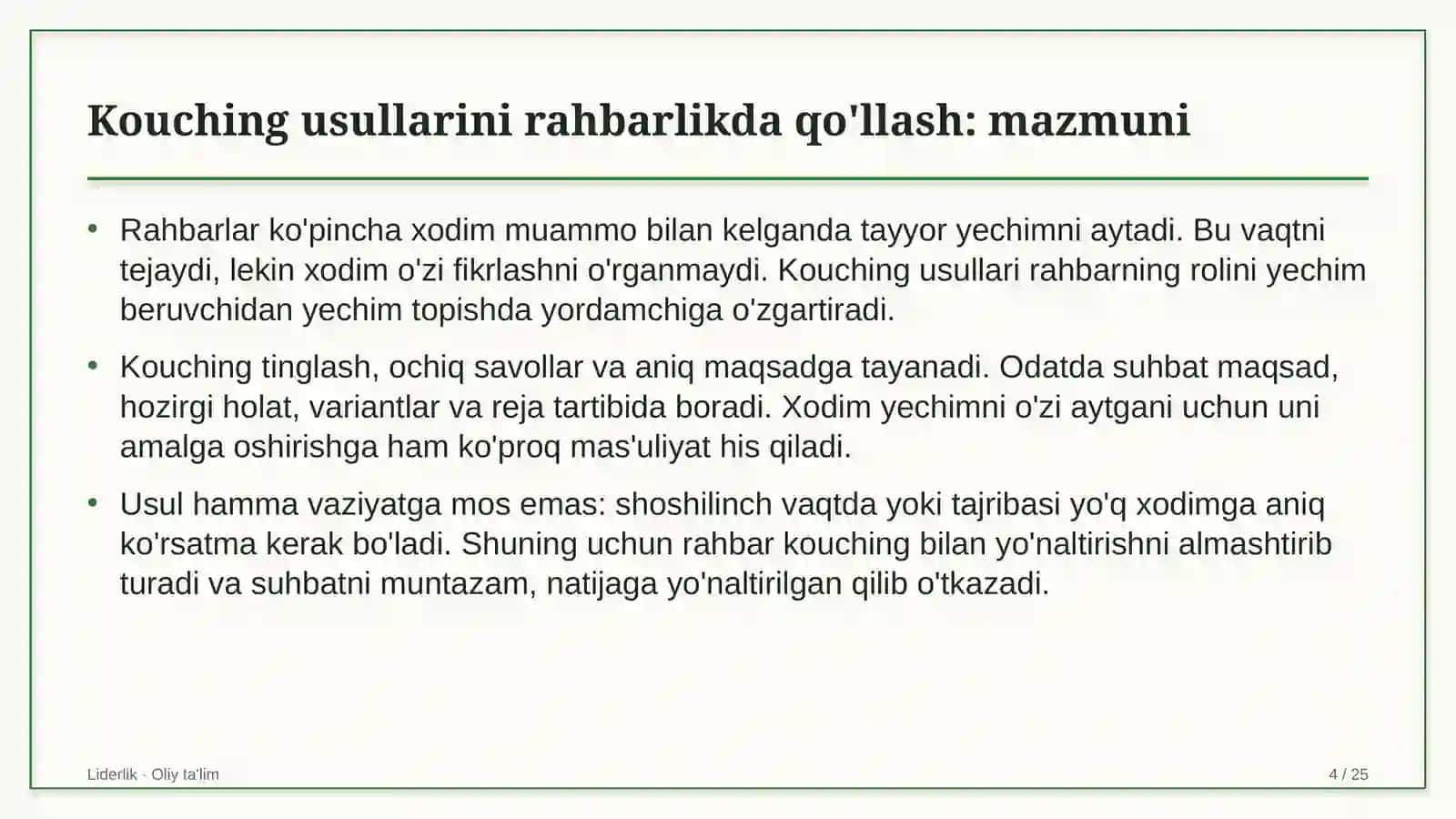 Energetika nazorati inspeksiyalarida kouching usullarini rahbarlik amaliyotida qo'llash 4