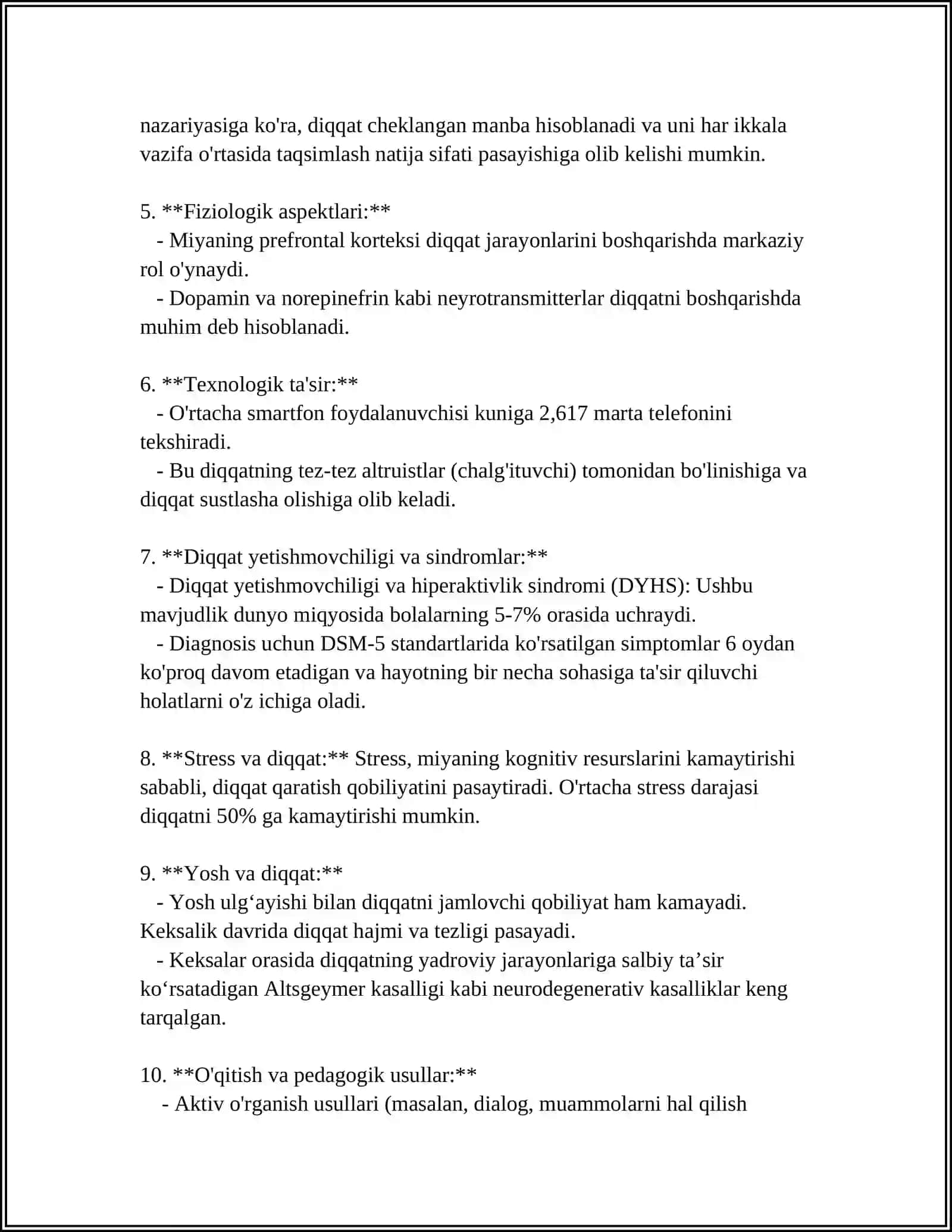 Diqqat (E'tibor) haqida ma'lumotlar 4