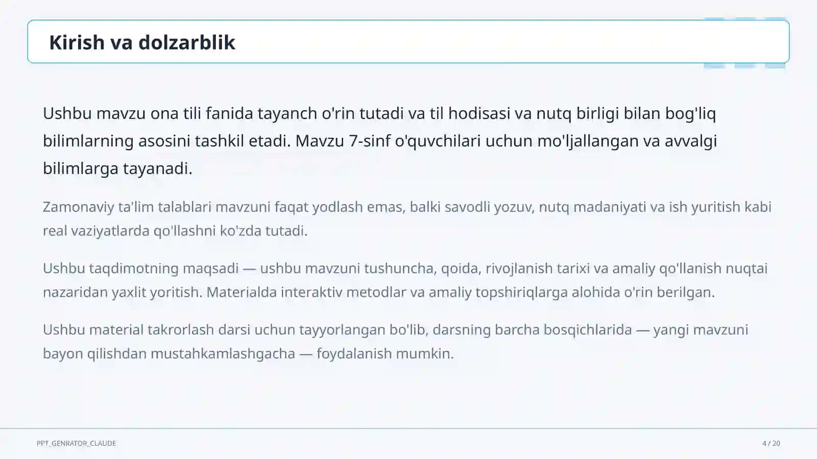 Fe'lning vazifadosh shakllari: ravishdosh va sifatdosh (7-sinf) 4