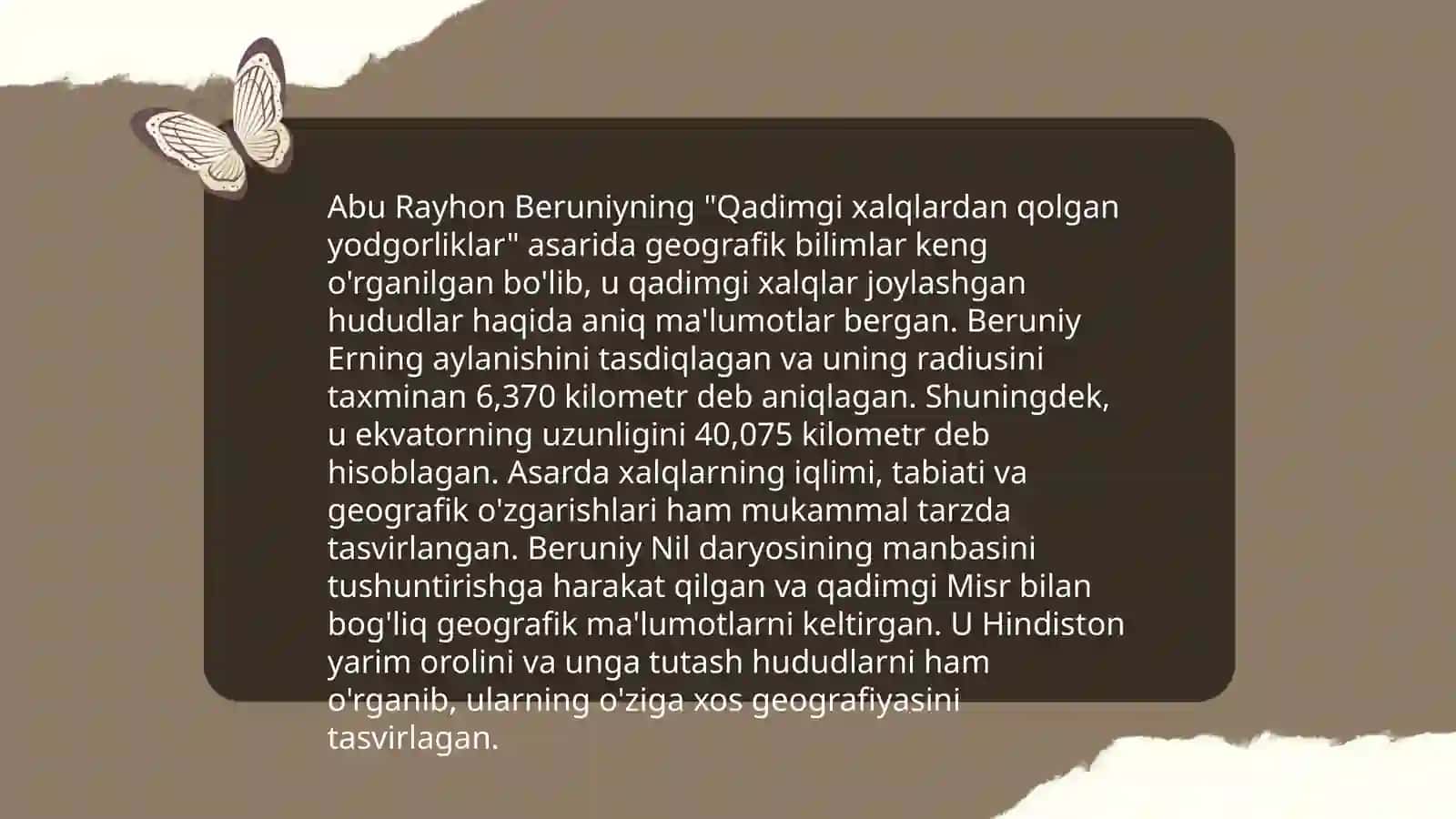 Abu Rayhon Beruniyning "Osiyoyatlar"dagi oʻlkashunoslik maʼlumotlari 4