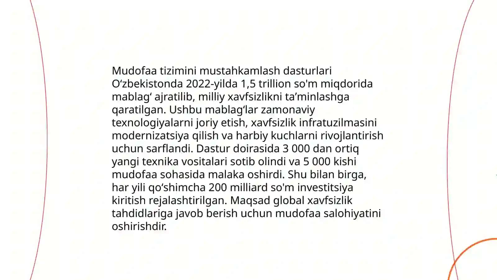 Mustaqillik yillarida O’zbekiston milliy xavfsizlikni ta’minlash borasida amalga oshirilayotgan ishlar 4