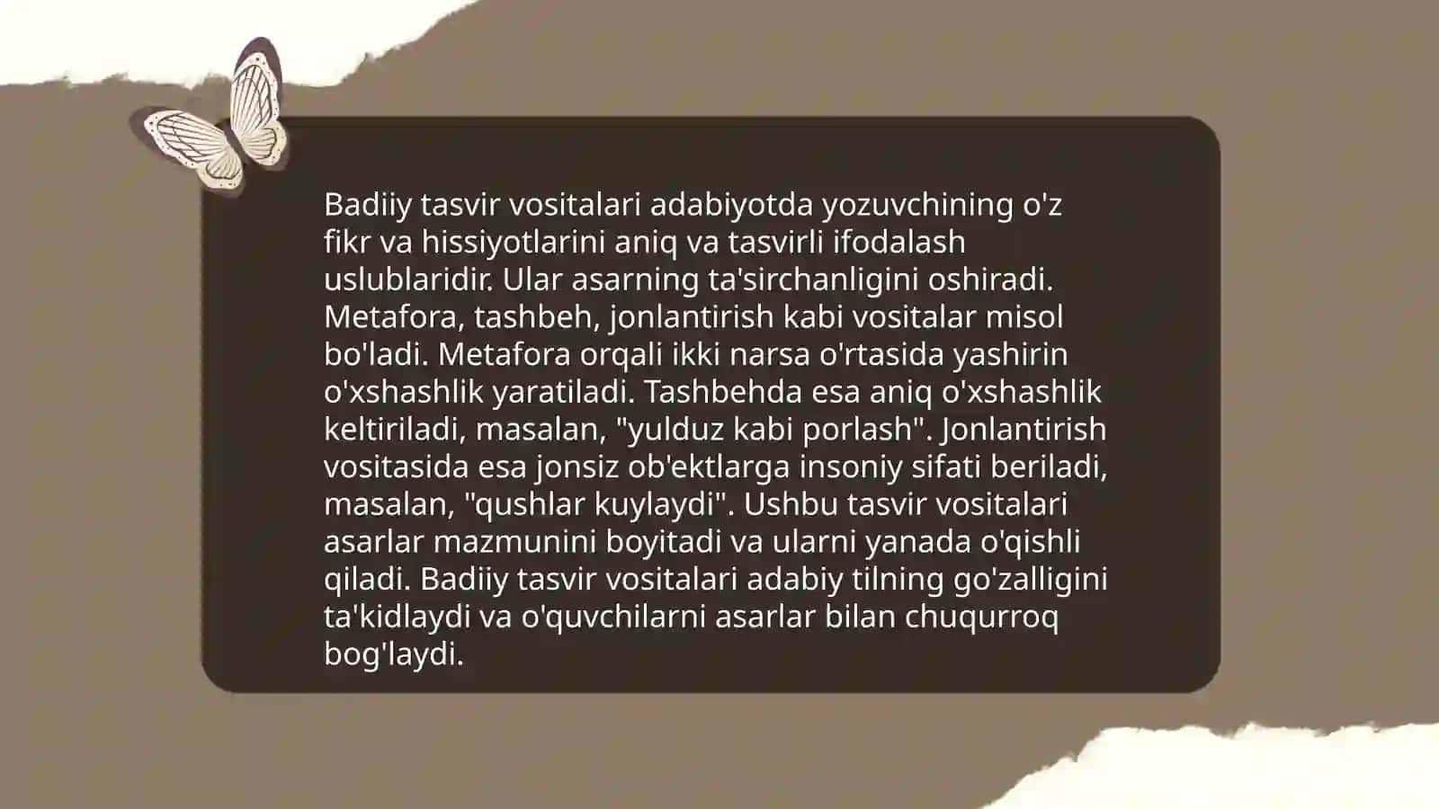 Badiiy matnda gapni tanlab yozing 4