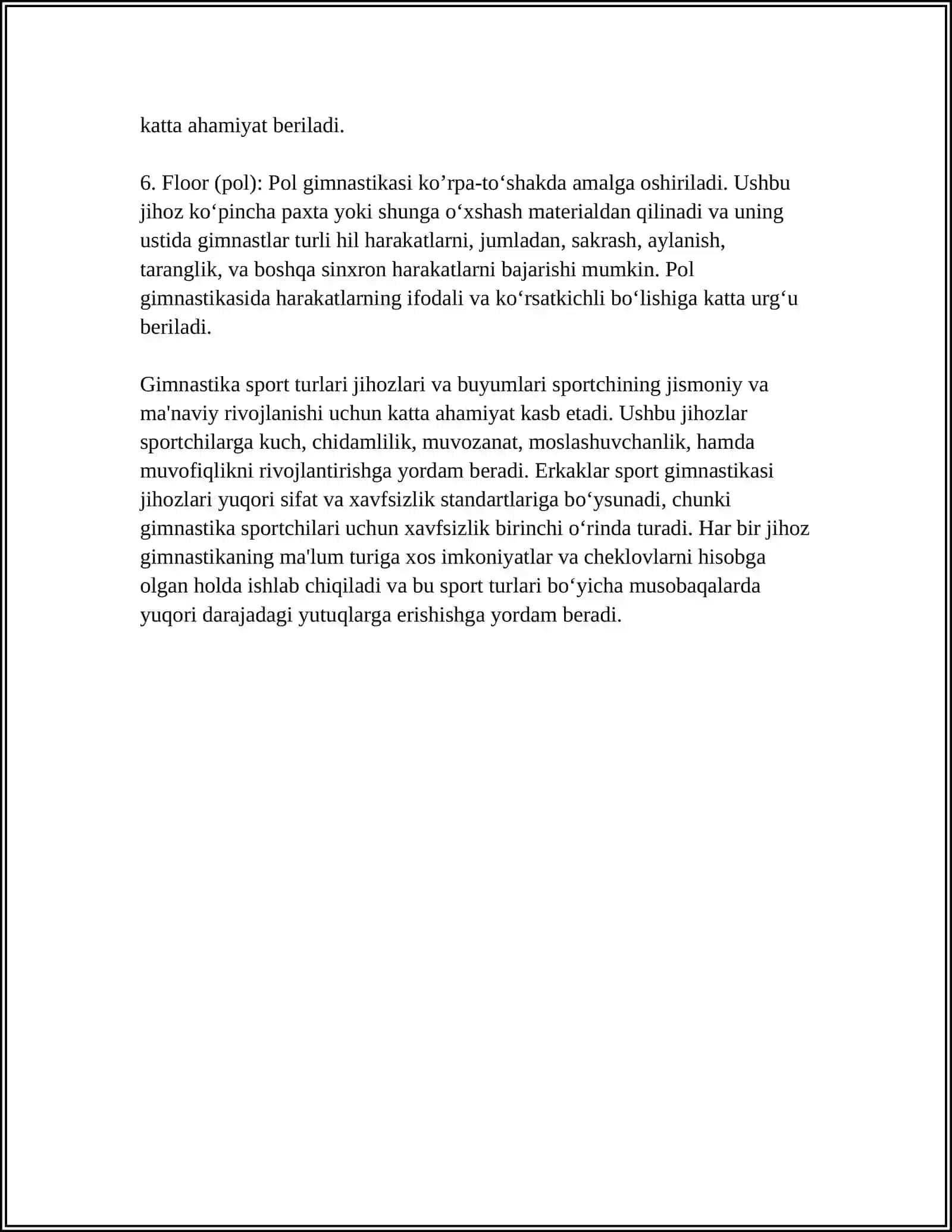 6. GIMNASTIKA SPORT TURLARI JIHOZLARI HAMDA BUYUMLARI 4