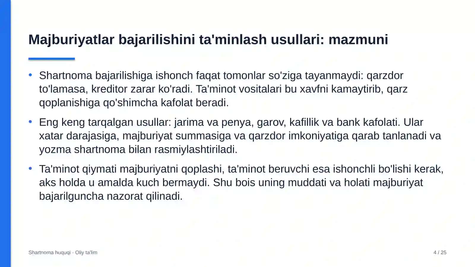 Yilqichilikda majburiyatlarning bajarilishini ta'minlash usullari 4