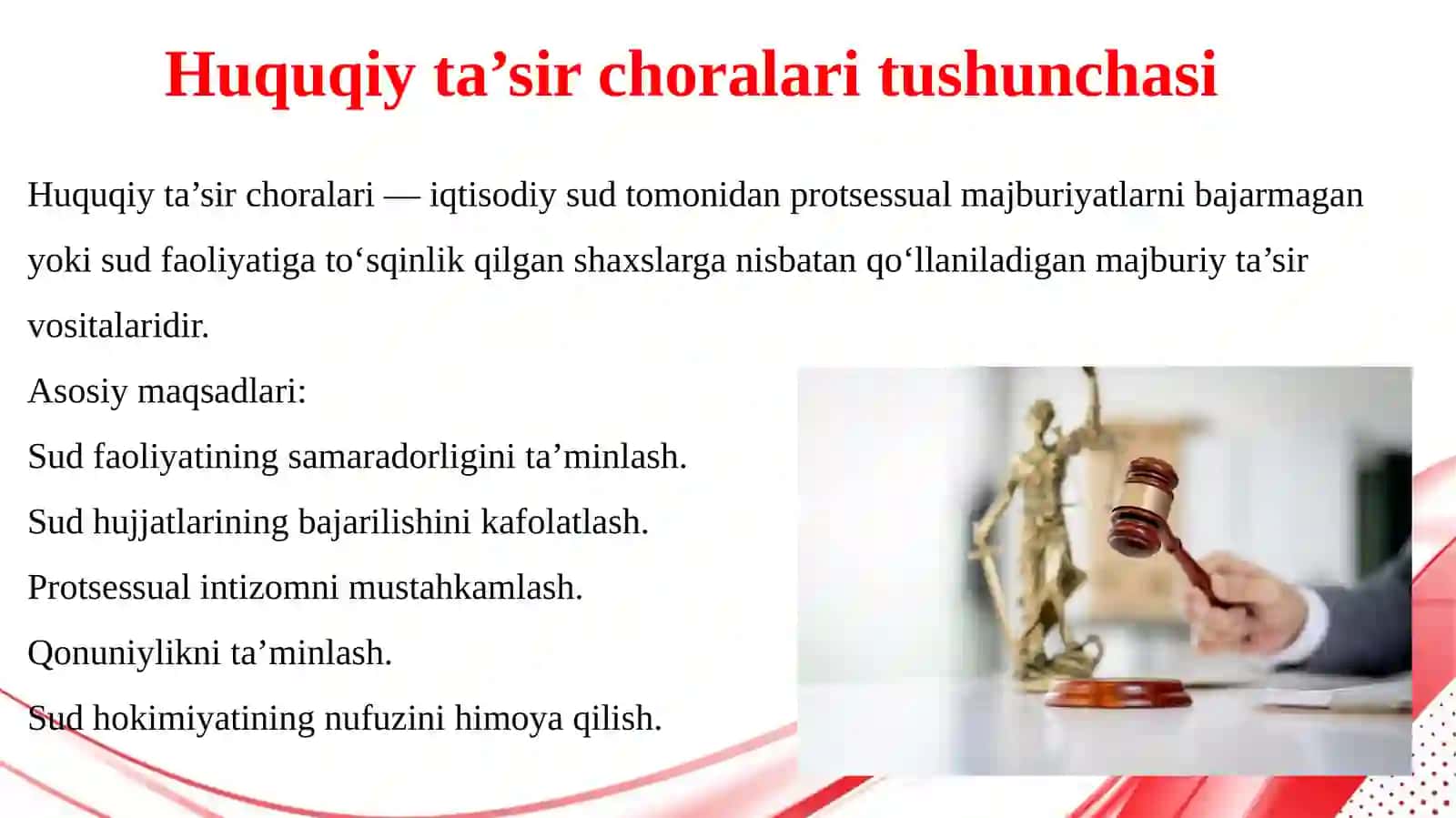 Huquqiy ta’sirchoralarining turlari 4