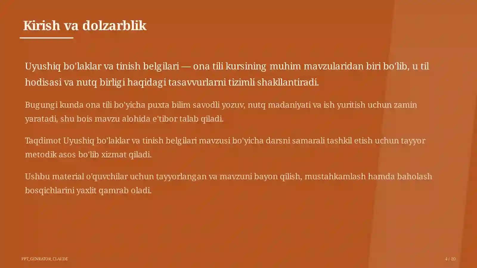 Uyushiq bo'laklar va tinish belgilari (8-sinf) 4